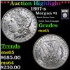 Image 1 : ***Auction Highlight*** 1897-s Morgan Dollar $1 Graded GEM Unc By USCG (fc)