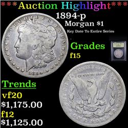***Auction Highlight*** 1894-p Morgan Dollar $1 Graded f+ By USCG (fc)