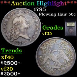 ***Auction Highlight*** 1795 Flowing Hair Half Dollar 50c Graded vf++ By USCG (fc)