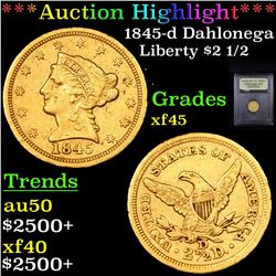 ***Auction Highlight*** 1845-d Dahlonega Gold Liberty Quarter Eagle $2 1/2 Graded xf+ By USCG (fc)