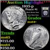 Image 1 : ***Auction Highlight*** 1935-p Peace Dollar $1 Graded Choice+ Unc By USCG (fc)