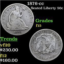 1876-cc Seated Half Dollar 50c Grades f+