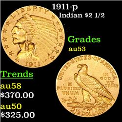 1911-p Gold Indian Quarter Eagle $2 1/2 Grades Select AU