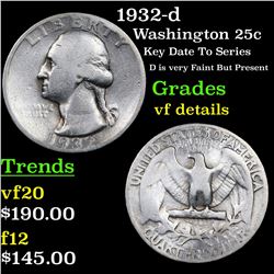 1932-d Washington Quarter 25c Grades vf details