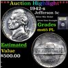 Image 1 : ***Auction Highlight*** 1942-s Jefferson Nickel 5c Graded GEM Unc PL By USCG (fc)