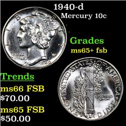 1940-d Mercury Dime 10c Grades GEM+ FSB