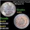 Image 1 : 1887-p Rainbow Toned Morgan Dollar $1 Grades Choice Unc