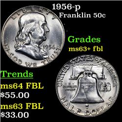 1956-p Franklin Half Dollar 50c Grades Select Unc+ FBL