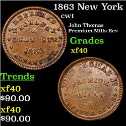 1863 New York Civil War Token 1c Grades xf