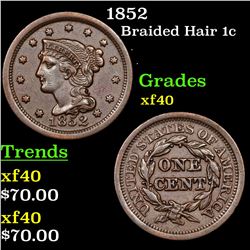 1852 Braided Hair Large Cent 1c Grades xf