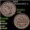 1852 Braided Hair Large Cent 1c Grades xf