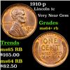 Image 1 : 1910-p Lincoln Cent 1c Grades Choice+ Unc RB