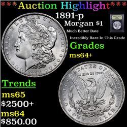 ***Auction Highlight*** 1891-p Morgan Dollar $1 Graded Choice+ Unc By USCG (fc)