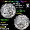Image 1 : ***Auction Highlight*** 1891-p Morgan Dollar $1 Graded Choice+ Unc By USCG (fc)