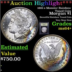 ***Auction Highlight*** 1881-s Monster Rainbow Toned Coin Morgan Dollar $1 Graded Choice+ Unc By USC