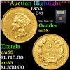 ***Auction Highlight*** 1855 Three Dollar Gold .$3 Graded Choice AU/BU Slider By USCG (fc)