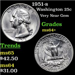 1951-s Washington Quarter 25c Grades Choice+ Unc