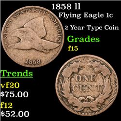1858 ll Flying Eagle Cent 1c Grades f+