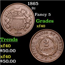 1865 Two Cent Piece 2c Grades xf