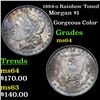 Image 1 : 1884-o Rainbow Toned Morgan Dollar $1 Grades Choice Unc