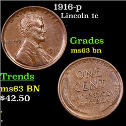 1916-p Lincoln Cent 1c Grades Select Unc BN