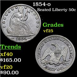 1854-o Seated Half Dollar 50c Grades vf+