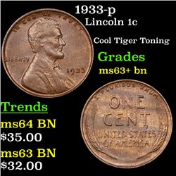 1933-p Lincoln Cent 1c Grades Select+ Unc BN