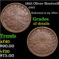 1863 Oliver Boutwell Civil War Token 1c Grades xf details