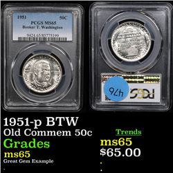 1951-p BTW Old Commem Half Dollar 50c Graded ms65 By PCGS