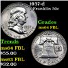 Image 1 : 1957-d Franklin Half Dollar 50c Grades Choice Unc FBL