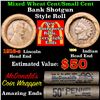 Mixed small cents 1c orig shotgun roll, 1916-s Wheat Cent, 1898 Indian Cent other end