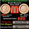 Image 1 : Mixed small cents 1c orig shotgun roll, 1920-s Wheat Cent, 1899 Indian Cent other end