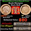 Image 1 : Mixed small cents 1c orig shotgun roll, 1917-d Wheat Cent, 1891 Indian Cent other end