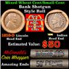 Image 1 : Mixed small cents 1c orig shotgun roll, 1918-d Wheat Cent, 1898 Indian Cent other end
