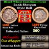 Image 1 : Mixed small cents 1c orig shotgun roll, 1853 Flying Eagle Cent, 1863 Indian Cent other end