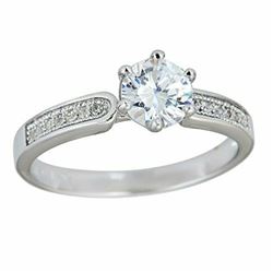 Sterling Silver Round Cut Engagement Ring Size 9