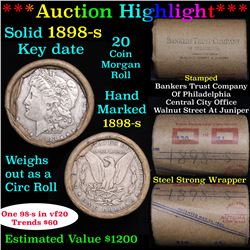 ***Auction Highlight*** Full solid Much Better date 1898-s Morgan silver dollar roll, 20 coins (fc)