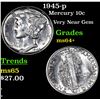 Image 1 : 1945-p Mercury Dime 10c Grades Choice+ Unc