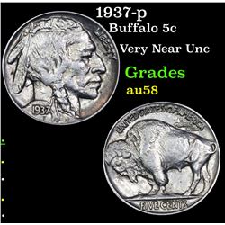 1937-p Buffalo Nickel 5c Grades Choice AU/BU Slider