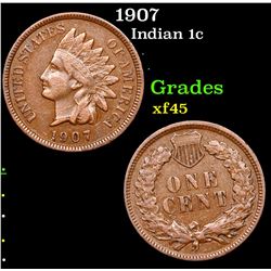 1907 Indian Cent 1c Grades xf+