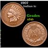 Image 1 : 1907 Indian Cent 1c Grades xf+