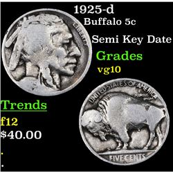 1925-d Buffalo Nickel 5c Grades vg+