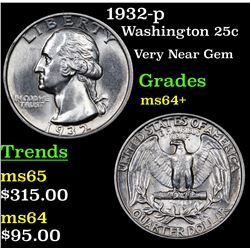 1932-p Washington Quarter 25c Grades Choice+ Unc