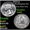 Image 1 : 1932-p Washington Quarter 25c Grades Choice+ Unc