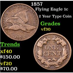 1857 Flying Eagle Cent 1c Grades vf++
