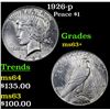 Image 1 : 1926-p Peace Dollar $1 Grades Select+ Unc