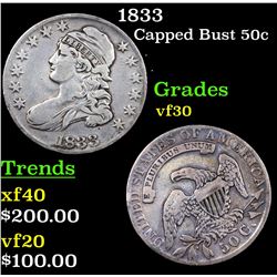 1833 Capped Bust Half Dollar 50c Grades vf++