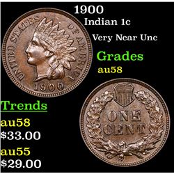 1900 Indian Cent 1c Grades Choice AU/BU Slider