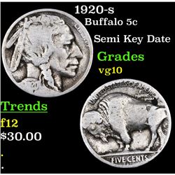 1920-s Buffalo Nickel 5c Grades vg+