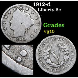 1912-d Liberty Nickel 5c Grades vg+